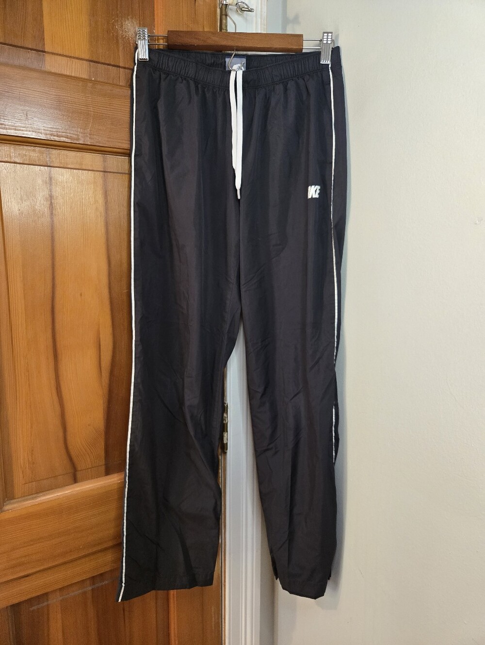 Nike Black Track Pants with White Piping and Drawstring